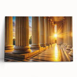 Black and white photo of classical columns on stretched canvas, ideal for kitchen wall art or bedroom ambiance.