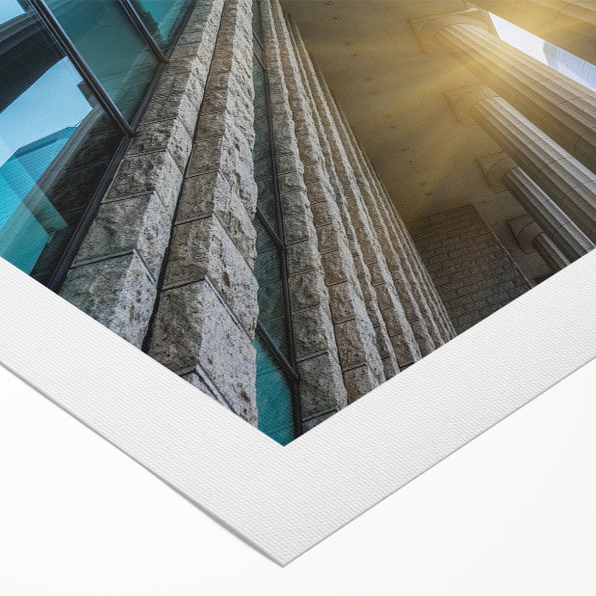 Art deco poster featuring symmetric column designs in monochrome, printed on rolled canvas, suitable for dining room walls.