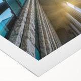 Art deco poster featuring symmetric column designs in monochrome, printed on rolled canvas, suitable for dining room walls.