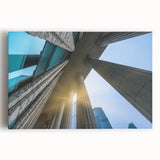 Black and white photo of classical columns on stretched canvas, ideal for kitchen wall art.