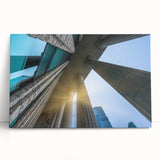 Black and white photo of classical columns on stretched canvas, suitable as large kitchen or bedroom wall art.