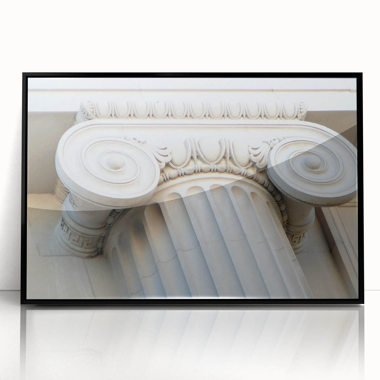 Large abstract wall art featuring black and white columns in a mid-century modernist style, acrylic print.