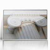 Art deco poster featuring white columns on a black background, acrylic print, ideal for modern art wall decor in a nursery.