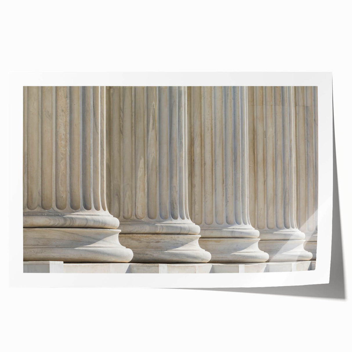 Rolled print of classical architecture columns in muted beige tones, ideal for art wall dining room or classy bathroom decor.