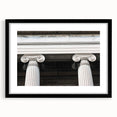 Extra large abstract art print featuring colorful textured columns on a black framed canvas, ideal for living room decor.