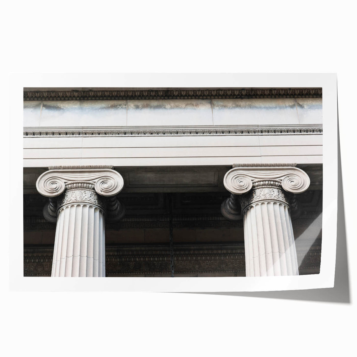 Rolled print of a classical architecture column design in monochrome, ideal for art wall dining room.