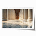 Rolled print of a minimalist architectural column design in muted gray, ideal for art wall dining room placement.