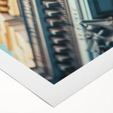 Art deco poster featuring symmetrical columns in muted gray, ideal for dining room wall art, on rolled canvas.