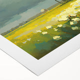 Art deco poster featuring symmetrical architecture and muted beige tones on rolled canvas, suitable for dining room decor.