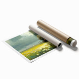 Extra large rolled print featuring a floral art design in pastel hues, suitable for classy bathroom wall art.