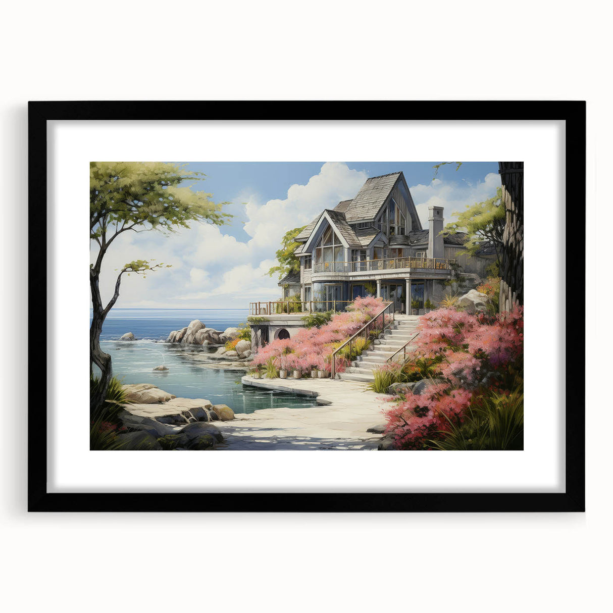Abstract art print featuring textured, colorful art with vibrant hues on a large framed canvas, ideal for living room decor.