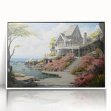 Large abstract wall art featuring mid-century modernist design in muted earth tones, framed acrylic.