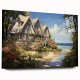 Large abstract wall art on acrylic glass depicting muted earth tones, ideal for bedroom or dining room decor.