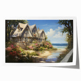 Rolled print of a floral art design featuring gentle pink and green hues, suited for dining room or bathroom decor.