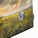 Mid-century modernist large abstract art print on acrylic glass, featuring geometric shapes in muted earth tones.