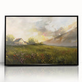 Large abstract wall art featuring geometric shapes in muted earth tones on a framed acrylic.