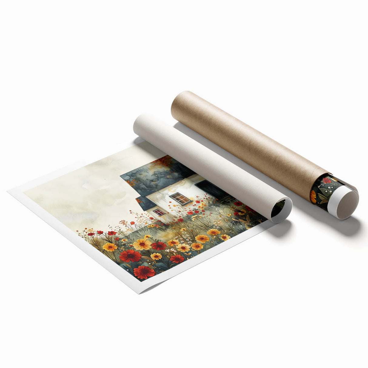 Extra large rolled print featuring a detailed floral design, perfect for classy bathroom wall art.