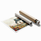 Extra large rolled print featuring a detailed floral design, perfect for classy bathroom wall art.