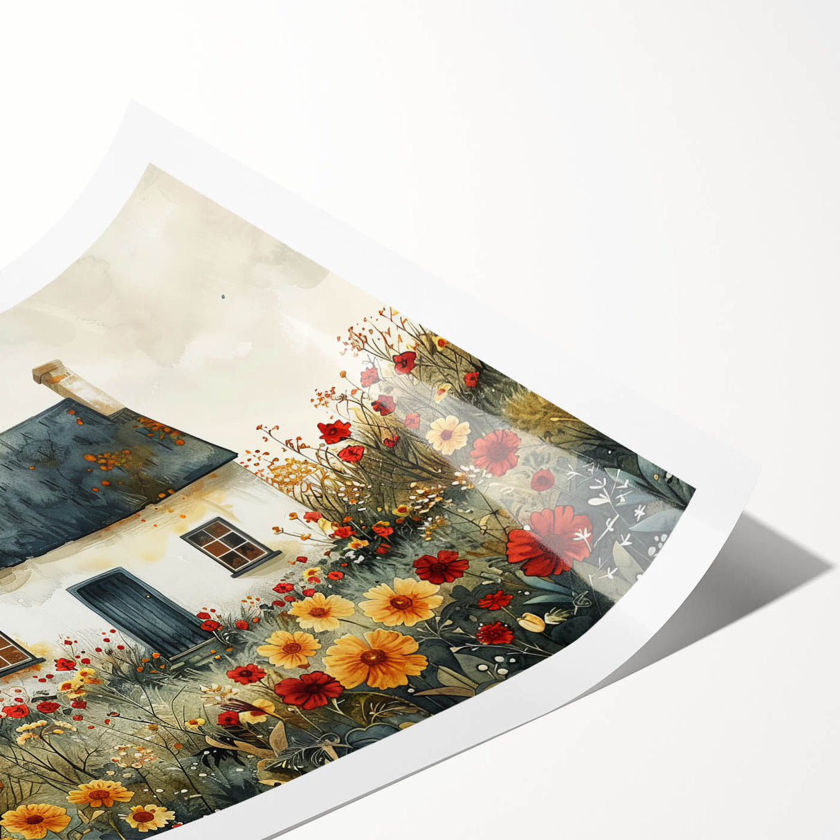 Extra large wall art featuring line art flowers in muted earth tones on rolled canvas, ideal for large living room decor.