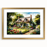 Abstract art prints featuring geometric patterns in muted gold and white tones on a framed canvas.