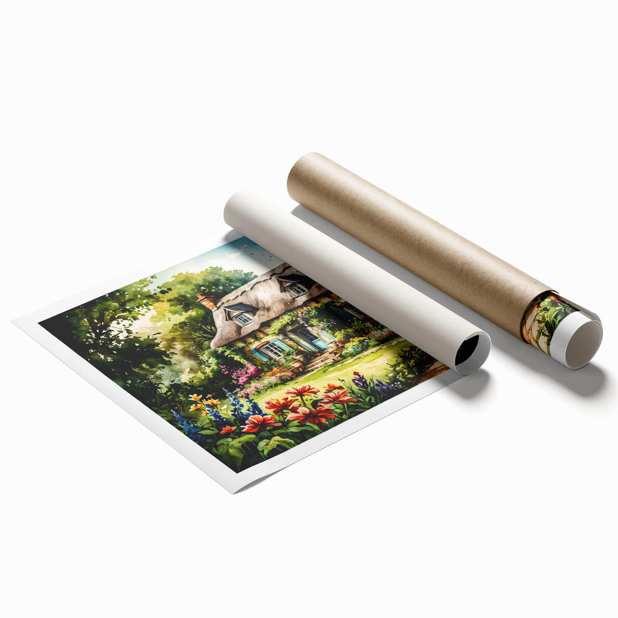 Extra large rolled print featuring a floral design in soft pastel shades, ideal for classy bathroom wall art.