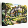Large canvas print of colorful cottages in a row, ideal for kitchen wall art.