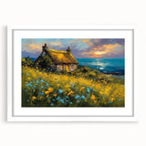 Extra large abstract art print featuring textured design in muted earth tones, framed in white, ideal for living room decor.