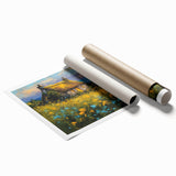 Extra large rolled print of a floral art design on a muted color palette, ideal for classy bathroom wall art.