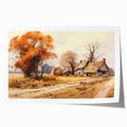 Rolled print of a floral art featuring soft pastel shades on cottages, ideal for dining room decor.