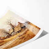 Extra large rolled print featuring line art flowers in muted earth tones, ideal for large living room wall art.