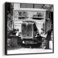 Black and white framed canvas depicting a vintage landscape scene, ideal for bedroom wall decor.