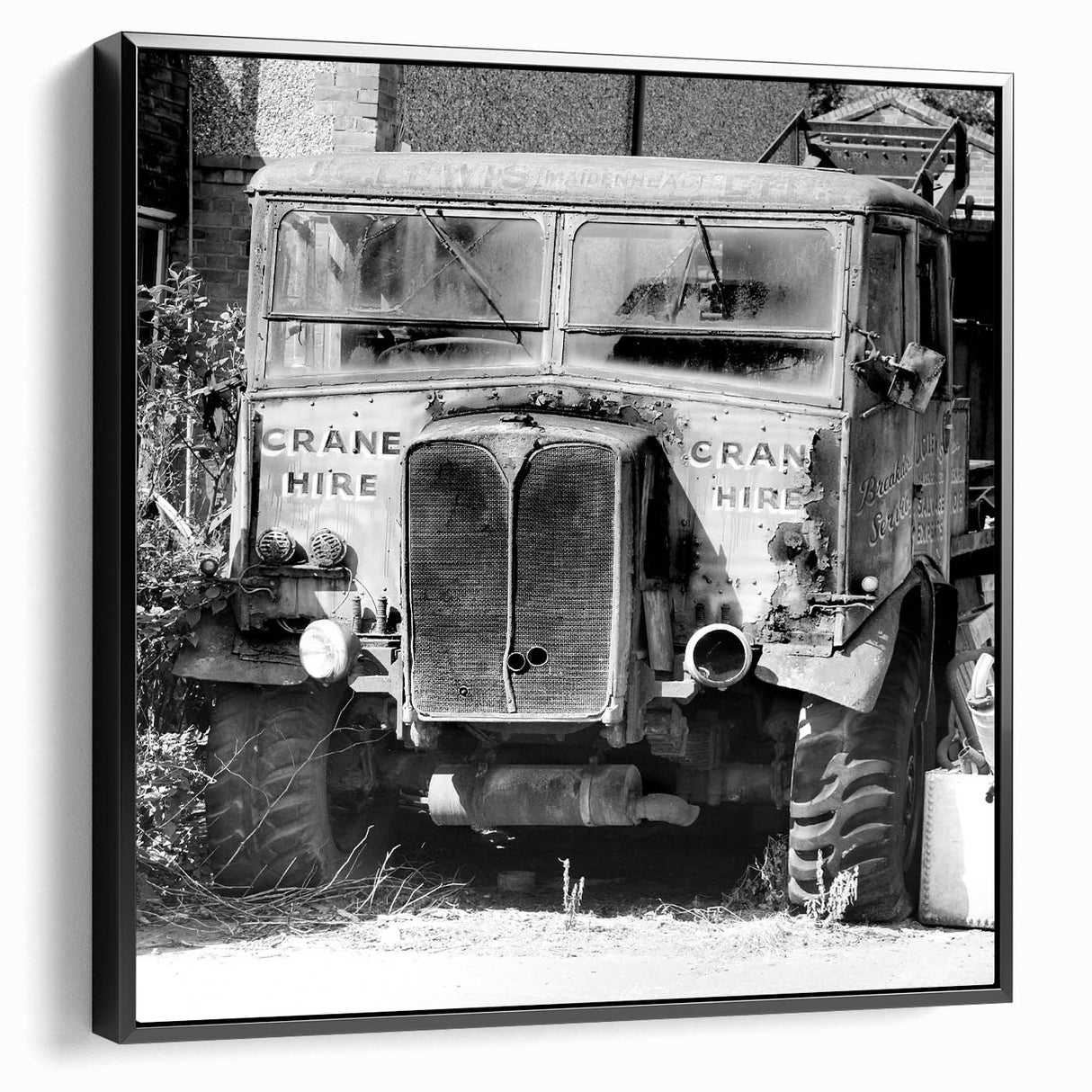 Black and white framed canvas depicting a vintage landscape scene, ideal for bedroom wall decor.