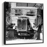 Black and white framed canvas depicting a vintage landscape scene, ideal for bedroom wall decor.