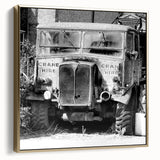 Framed canvas depicting a vintage-style landscape with muted silver and gold tones, ideal for bedroom wall art.