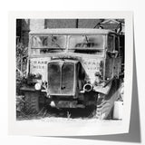 Extra large rolled print featuring a derelict building in muted earth tones, ideal for art wall dining room.