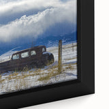 Black wall art featuring a close-up of textured, colorful abstract design on a framed canvas, ideal for living room decor.