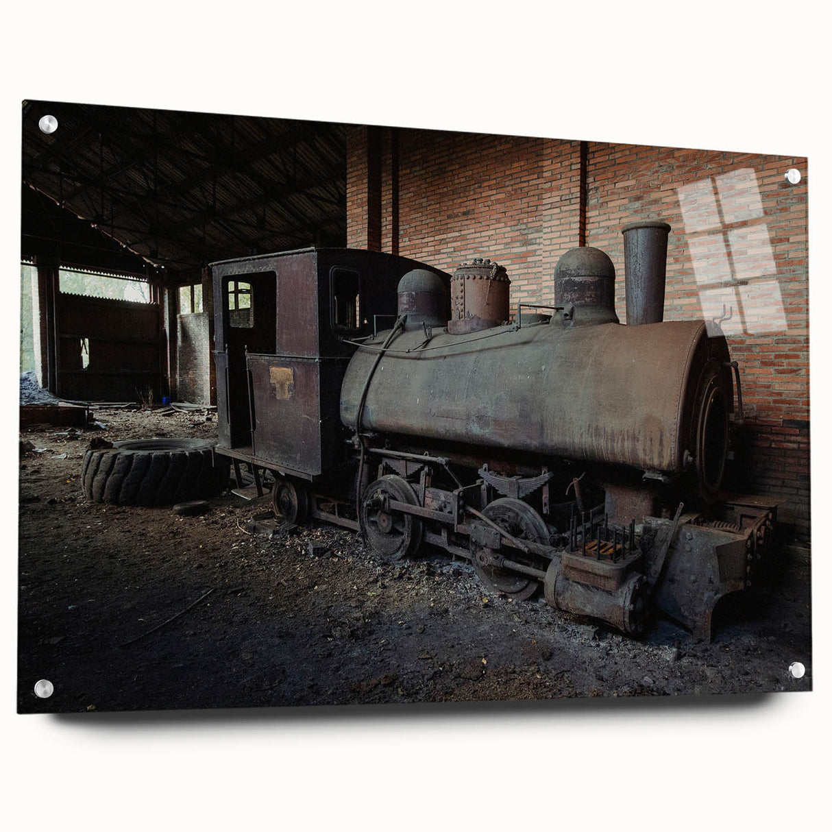 Large abstract wall art on acrylic glass, featuring a blend of muted grays and blues.