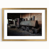 Extra large abstract art print featuring textured design in muted grays and golds, framed with a gold mat.