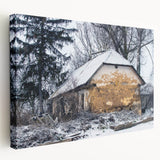 Large canvas print of an abstract, derelict architectural design in muted gray tones, ideal for kitchen wall art.