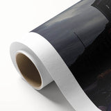 Art deco poster of a stylized, derelict building in muted gray tones, ideal for nursery wall art or dining room ambiance.