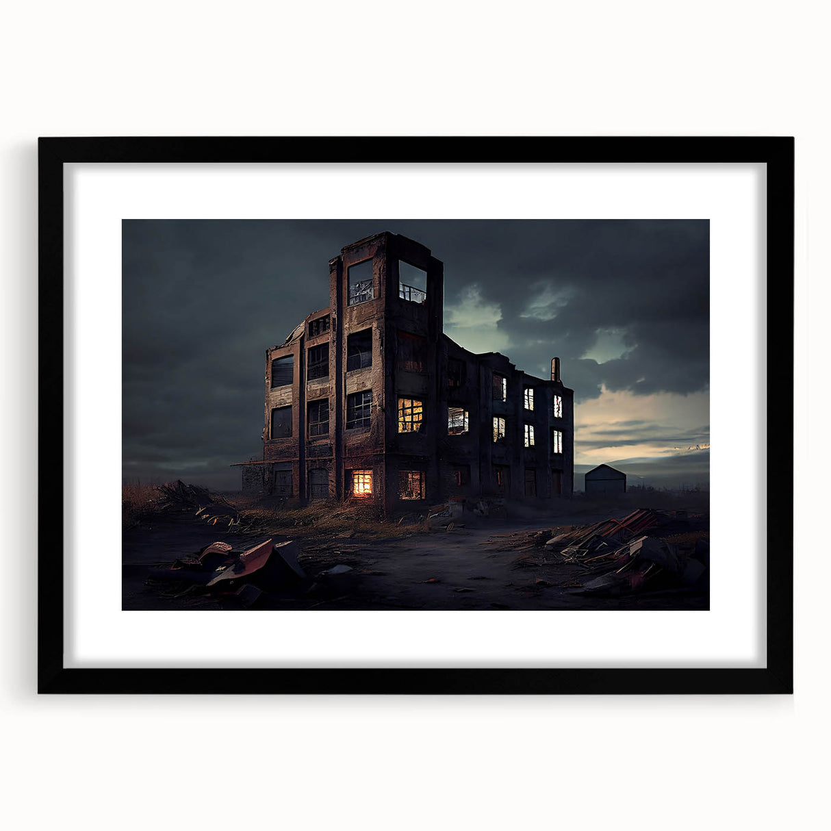 Abstract art print featuring textured, colorful art in a black frame, ideal for extra large wall art in a living room.