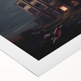 Art deco poster featuring a monochrome architectural design on rolled canvas, suitable for dining room or bathroom wall.