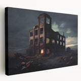 Large abstract art on stretched canvas featuring geometric shapes in muted gray and blue tones, ideal for kitchen wall decor.