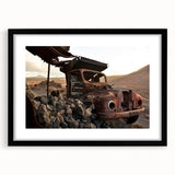 Extra large abstract art print featuring a textured, colorful design on a black framed canvas, ideal for living room decor.