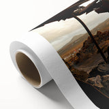 Art Deco poster of a vintage building, featuring pastel shades on rolled canvas, ideal for nursery wall art.