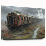 Large abstract wall art on acrylic glass featuring a blend of chaotic lines in black and white.