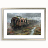 Textured abstract art print in muted gray and blue tones on a framed canvas, ideal for modern bedroom ambiance.