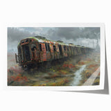 Extra large rolled print of a derelict building in muted gray tones, ideal for art wall dining room.