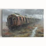 Black and white photo of a derelict building on stretched canvas, ideal for kitchen wall art or bedroom ambiance.