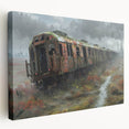 Large canvas print of a derelict building in muted earth tones, suitable for kitchen wall art.